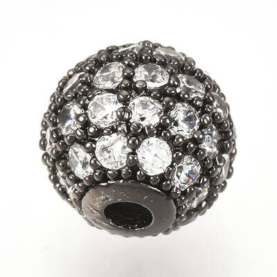 Brass Micro Pave Cubic Zirconia Beads