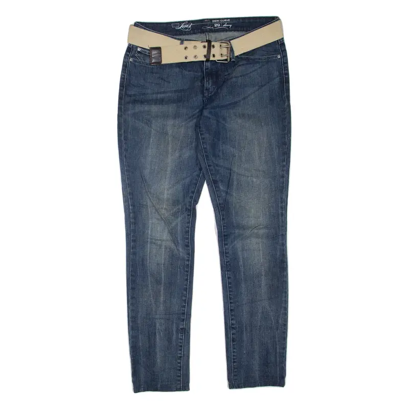 LEVI'S Demi Curve Belted Womens Jeans Blue Regular Skinny Stone Wash W29 L31
