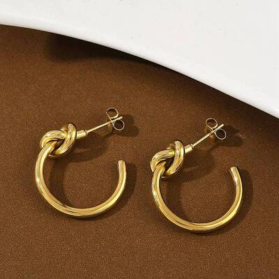 304 Stainless Steel knot Stud Earrings