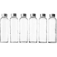 18 oz Clear Glass Bottles with Lids | Natural BPA Free Eco Friendly, Reusable Refillable Water Bottles for Juicing | Wide Mou...