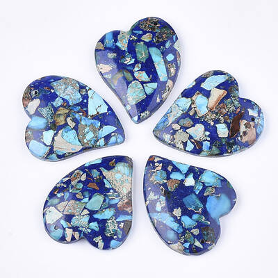 Assembled Synthetic Imperial Jasper and Natural Lapis Lazuli Pendants
