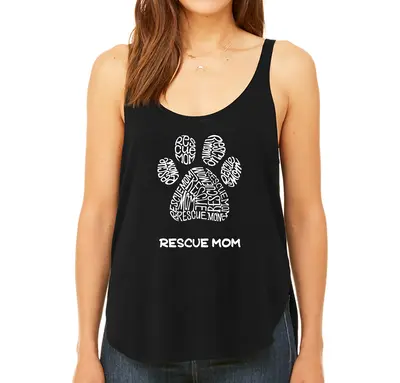 Rescue Mom - Women's Premium Word Art Flowy Tank Top - Black - Large