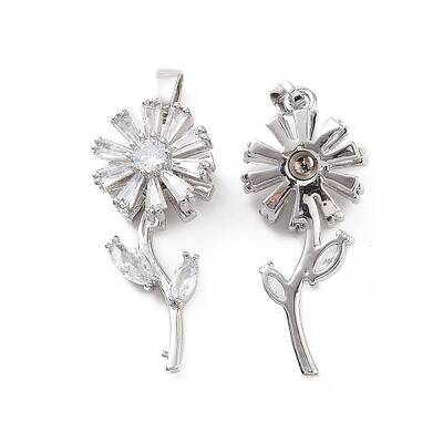 Brass Micro Pave Clear Cubic Zirconia Pendants