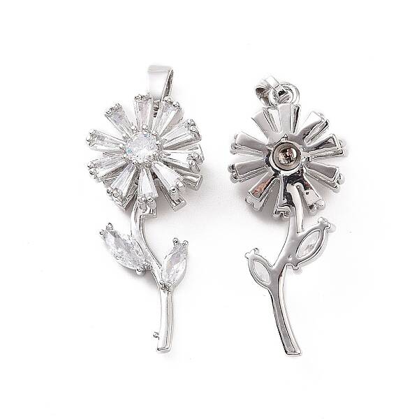 Brass Micro Pave Clear Cubic Zirconia Pendants
