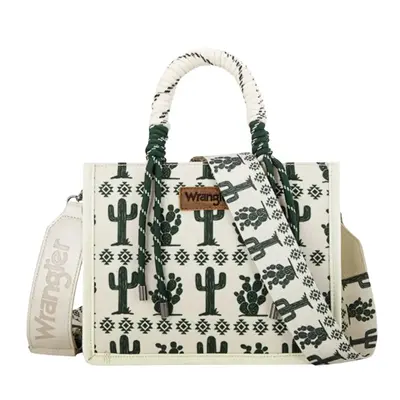 Wrangler Western Satchel Bags for Women with Braided Rope Handle Boho Bag Multi-Pocket Cactus Tote Handbag Sturdy Casual Purs...