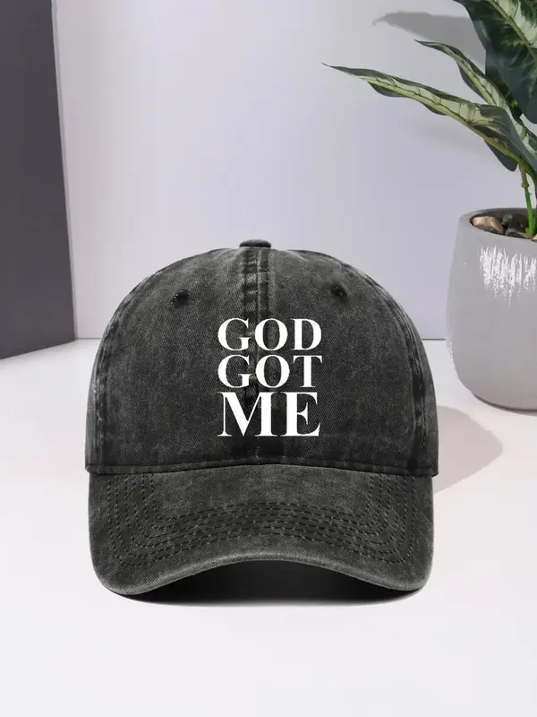 GOD GOT ME Letter Hot Stamped Baseball Cap, Outdoor Sun Hat for Men And Women, New Style Washed and Restored Vintage Fashion ...