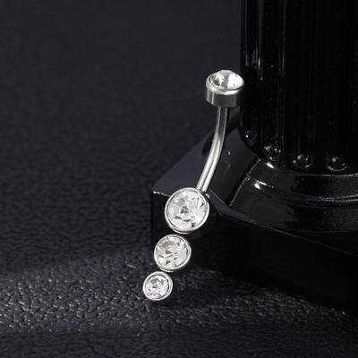304 Stainless Steel Clear Cubic Zirconia Curved Barbell Belly Button Rings