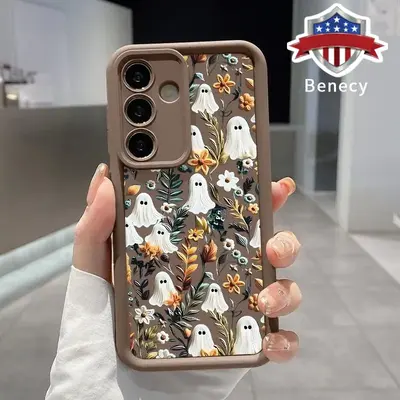 Case Compatible with Galaxy S23 Ultra S24 Plus S25 S22+ Halloween Spooky Garden Patterned Soft TPU Bumper Shockproof Rugged C...