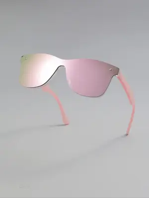 Unisex Vintage Square Frameless Glasses , Retro Outdoor Large Size One Piece Glasses for Everyday Back To School Use, Fashion...