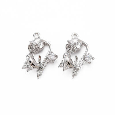 Brass Micro Pave Clear Cubic Zirconia Pendants