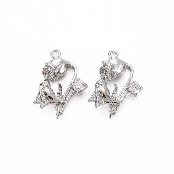 Brass Micro Pave Clear Cubic Zirconia Pendants