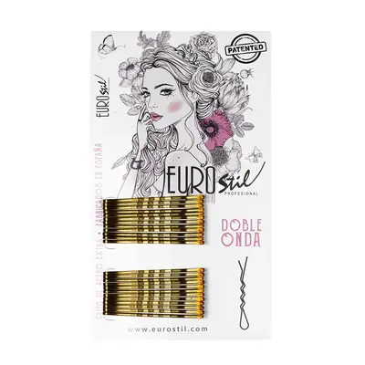Eurostil Hair Box Clip Double Wave Bronze 24pcs
