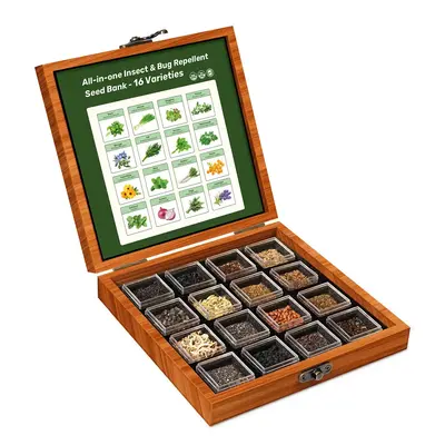 LUSH&DEW All-in-One Insect & Bug Repellent Seed Bank - 16 Organic Seed Varieties for Garden Plants Vegetables Flowers Seeds B...