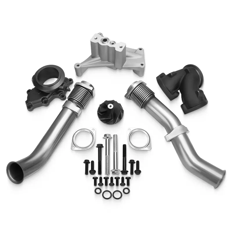 Ford Exhaust Bellowed Up-Pipe Kit & Turbo Pedestal Ebp Valve Delete For 1999-2003 7.3L Ford Powerstroke Diesel