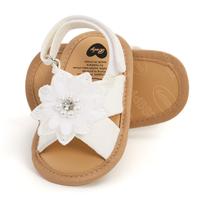 Baby Girls Cute Princess Sandals, Big Rhinestone Flower Open Totes Anti-Skid Soft Sole Walking Shoes, Ankle Stick-On Summer ...