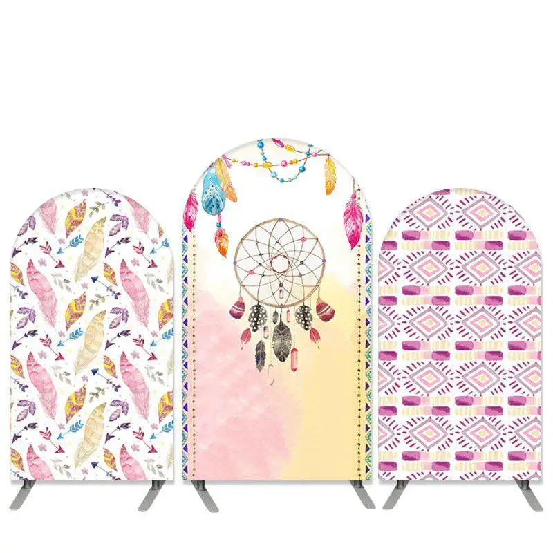 Aperturee Boho Theme Pink Wind Chimes Party Arch Backdrop Kit | Custom Arched Wall Covers | Diy Round Arch Backdrop | Diy Chi...