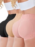 Women's Plain Contrast Lace High Waist Boyshorts, Casual Elegant Comfy Breathable Seamless High Rise Panty for Daily Wear, L...