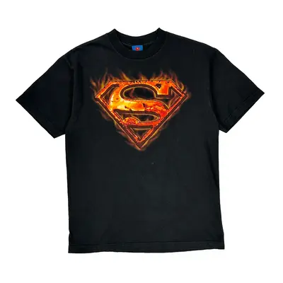 Superman Graphic T-Shirt - Medium Black Cotton