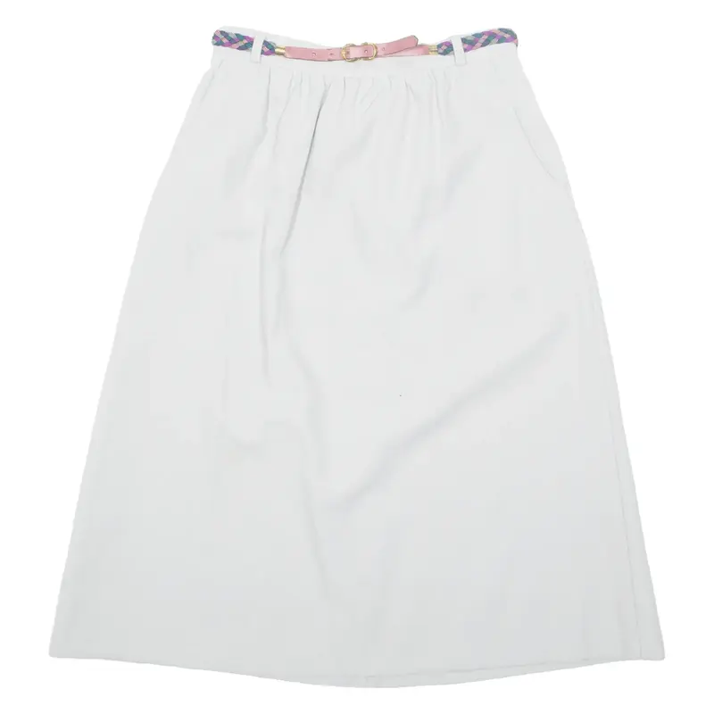 KAKI ROBERTS Belted Womens A-Line Skirt Grey Midi UK 10