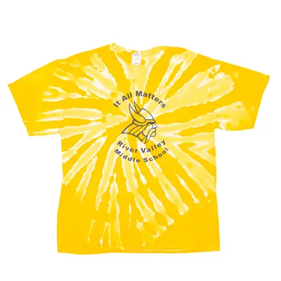 GILDAN HEAVY It All Matters Print Tie Dye T-Shirt Yellow Short Sleeve Mens L