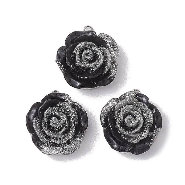 304 Stainless Steel & Opaque Resin Pendants