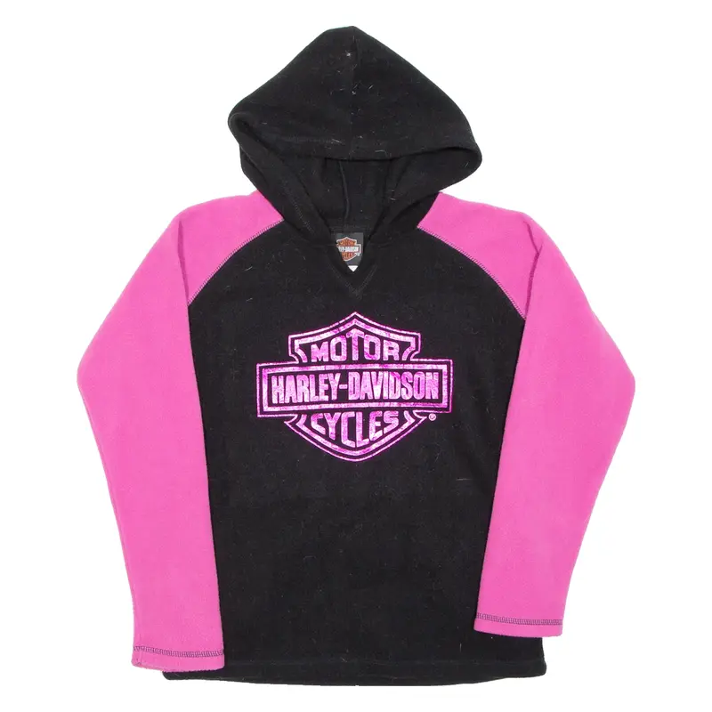 HARLEY DAVIDSON Girls Pink Hoodie Pullover 10-11Y