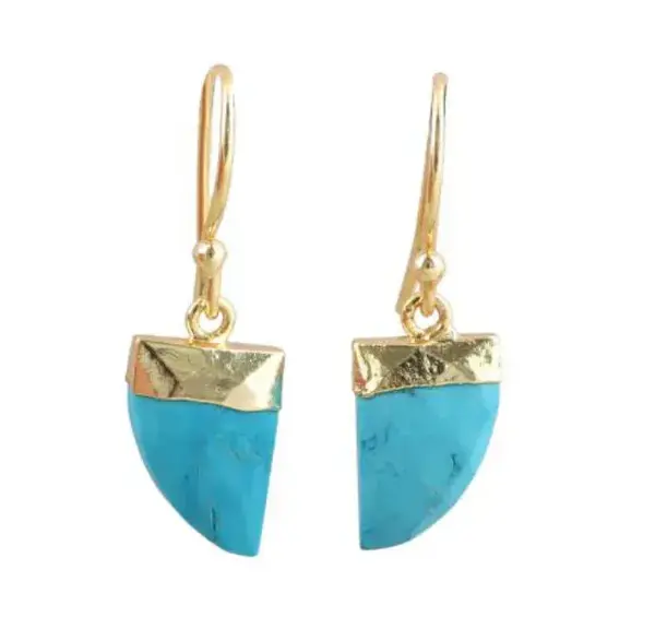 18k Gold-Plated Blue Turquoise Earrings | Title: Title