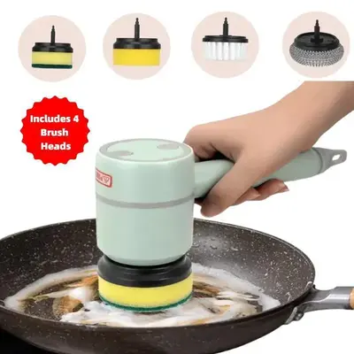 Electric Spin Scrubber, 1 Set Rechargeable Cordless Handheld Scrubber with 4 Replaceable Brush Head, Fall Household Cleaning ...