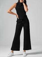 Women's Solid Tank Top & Pants Two-piece Set, Casual Comfy Sleeveless Top & Trousers for Daily Wear, Ladies Clothes for Summe...