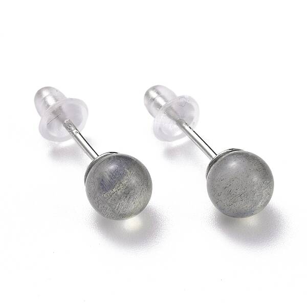 Crackle Round Moonstone Dainty Stud Earrings for Girl Women