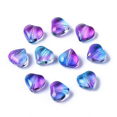 Two Tone Transparent Spray Painted Glass Beads