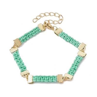 Braided Waxed Polyester Rectangle Link Chain Bracelets