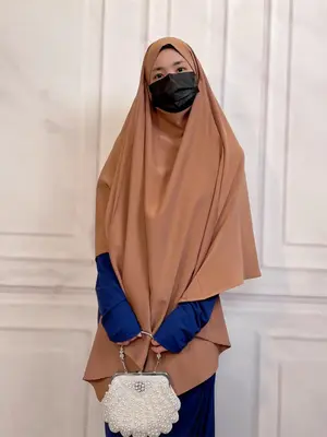 Modest Ventilate Solid Color Long Hijab, Fashionable Headscarf for Women, Girl's Temperament All-match Accessory