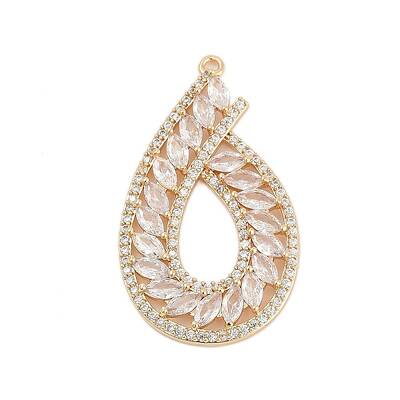 Brass Micro Pave Cubic Zirconia with Glass Pendants