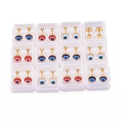 304 Stainless Steel Evil Eye Earlobe Plugs