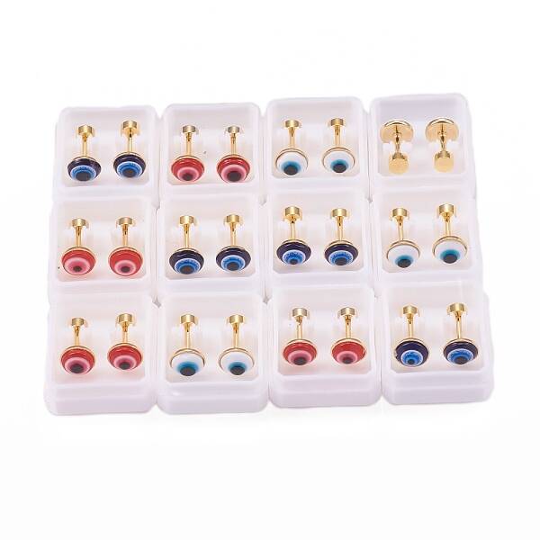 304 Stainless Steel Evil Eye Earlobe Plugs