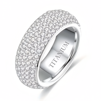 Y2K-Inspired Simple Titanium Steel Ring with Silver Plating and Rhinestone Embellishments, Anti-Allergic, Fade-Resistant for ...