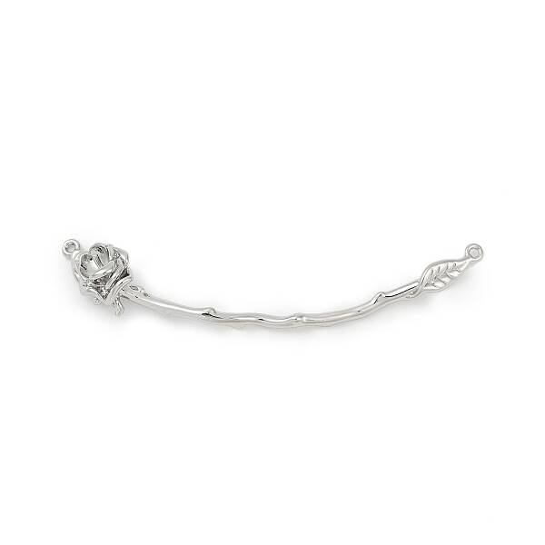 Brass Curved Bar Flower Connector Charms