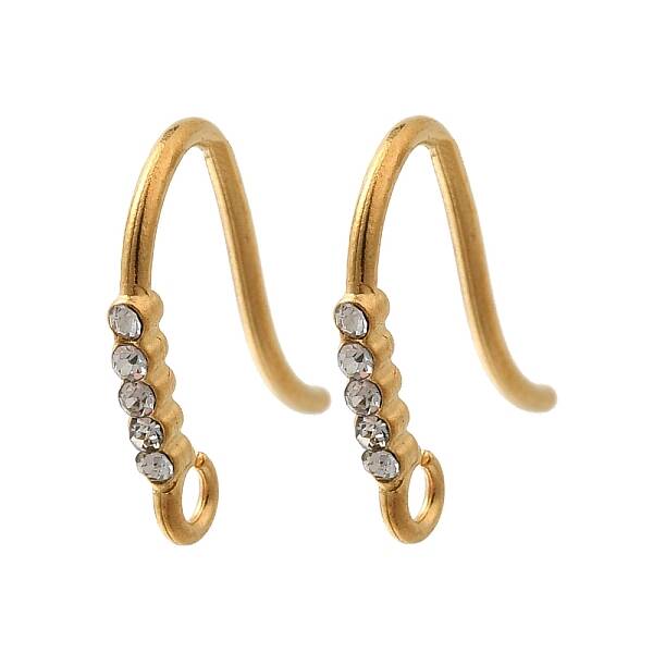 304 Stainless Steel Rhinestone Earring Hooks