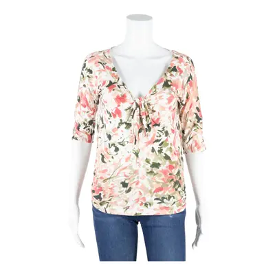 LUISA SPAGNOLI Wrap Front Top Pink Floral 3/4 Sleeve Womens M