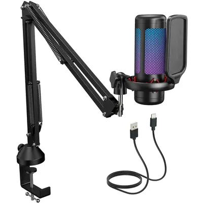 TONOR TC310 Cardioid Condenser USB Microphone, Adjustable RGB Lighting, for Gaming, Live Streaming, PS4/5, PC Podcast Studio ...