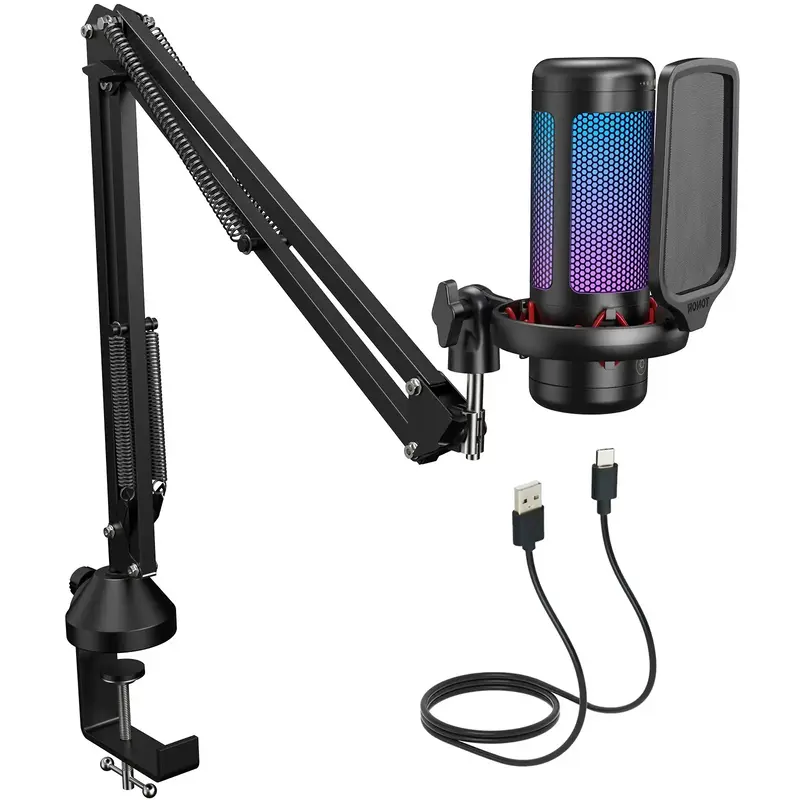 TONOR TC310 Cardioid Condenser USB Microphone, Adjustable RGB Lighting, for Gaming, Live Streaming, PS4/5, PC Podcast Studio ...