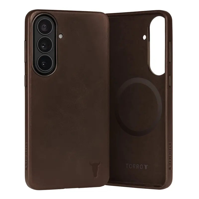 Samsung Galaxy S26+ Leather Bumper Case - Dark Brown