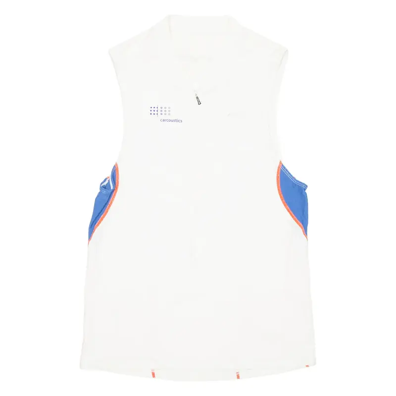 Cycling Mens Jersey White Sleeveless 1/2 Zip S