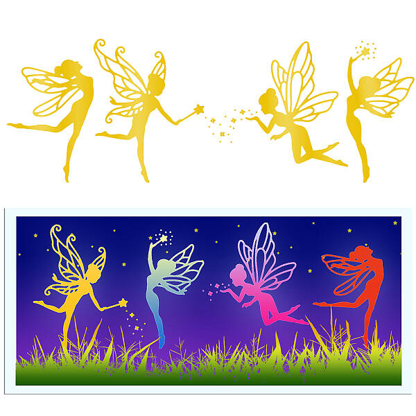 GLOBLELAND Fairy Hot Foil Plate Metal Fairyrale Elf Fairy Stick Foil Plates Dies Emboss Molds for Card Making DIY Scrapbookin...
