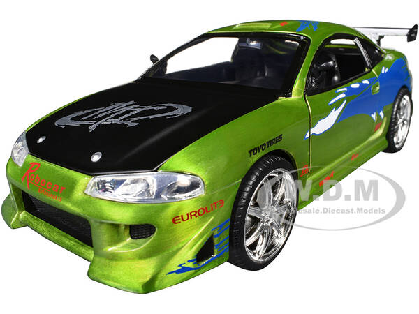 Brian's Mitsubishi Eclipse Green Color Brush Finish with Graphics The Fast and the Furious (2001) Movie Fast & Furious Se...