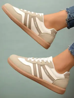 Women's Fashionable Colorblock Lace Up Platform Sneakers, Walking Shoes for Summer, All-match Basic Shoes for Daily Wear, Cas...