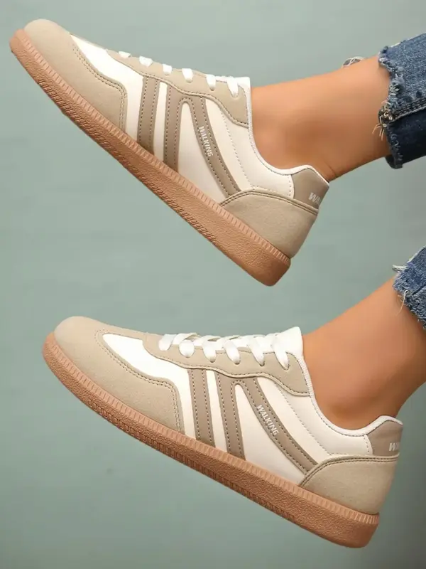 Women's Fashionable Colorblock Lace Up Platform Sneakers, Walking Shoes for Summer, All-match Basic Shoes for Daily Wear, Cas...
