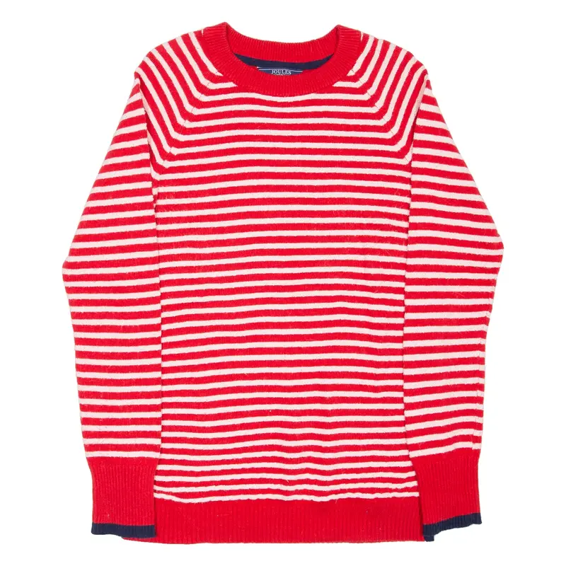 JOULES Womens Patterned Jumper Red Striped Tight Knit UK 8