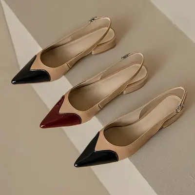 CHIKO Floria Pointy Toe Block Heels Slingback Shoes